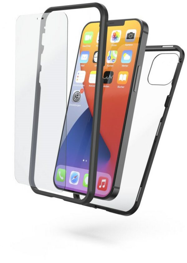 Hama Cover Magnetic+Glas+Displayglas für iPhone 12 Pro schwarz/transparent