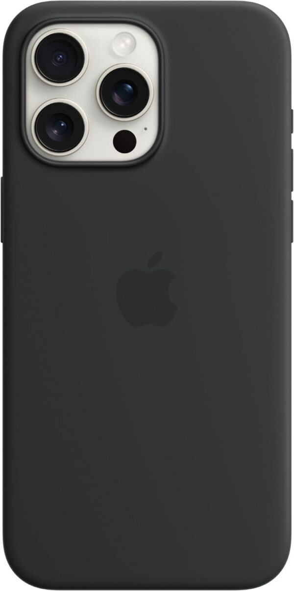 Apple Silikon Case mit MagSafe für iPhone 15 Pro Max schwarz