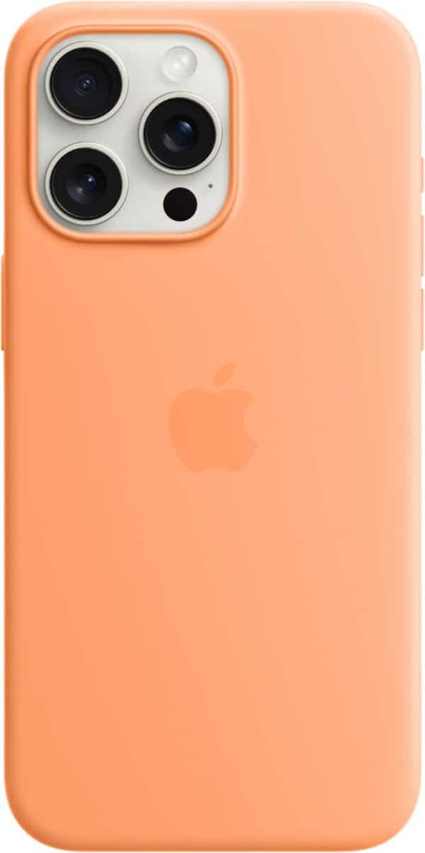 Apple Silikon Case mit MagSafe für iPhone 15 Pro Max sorbet orange