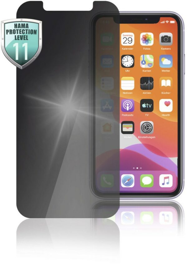 Hama Echtglas-Displayschutz Privacy für iPhone 12/12 Pro transparent